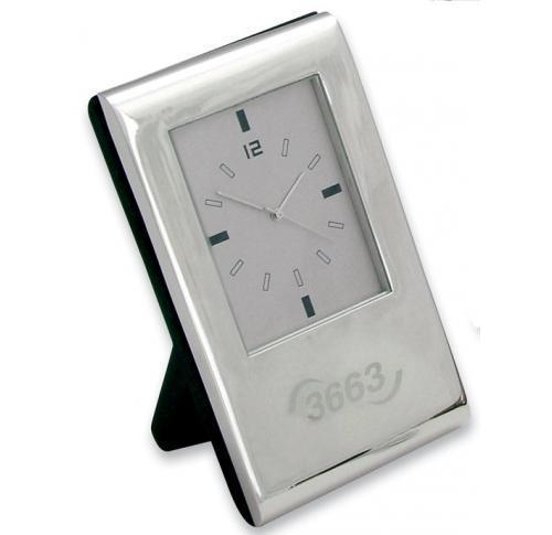 Polished Silver Finish Torino Desk Clock
